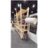 Image 2 : LARGE WOOD 6 TIER MOBILE STORAGE UNIT WITH ASSORTED METAL RODS, TUBING & METAL STANDS