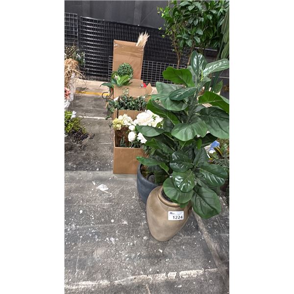 LARGE GROUP OF ASSORTED ARTIFICIAL PLANTS, FLOWERS & DECOR