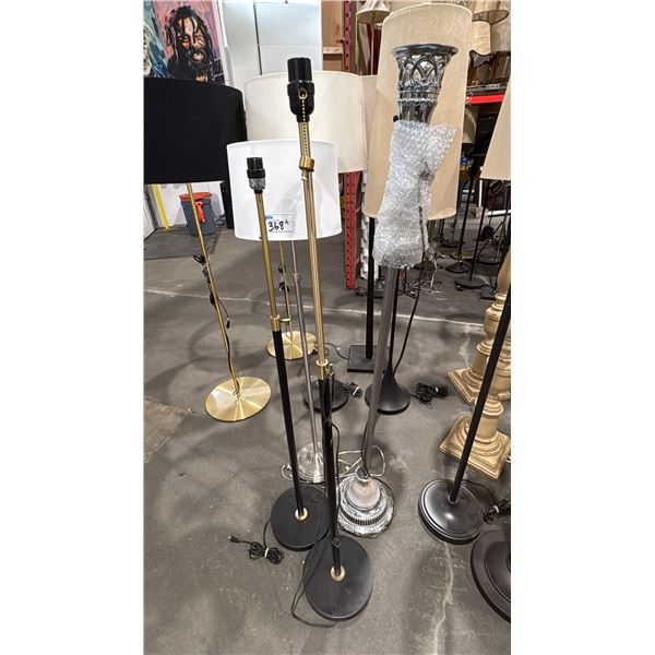 4 FLOOR LAMPS- MISSING 3 SHADES