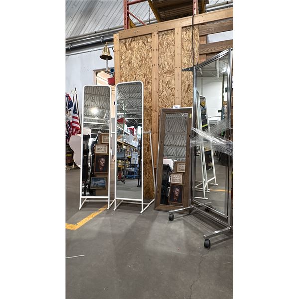 3 LARGE FREE STANDING MIRRORS & WALL MIRROR
