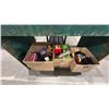 Image 3 : GREEN SHELVING UNIT WITH ASSORTED VINTAGE TOYS