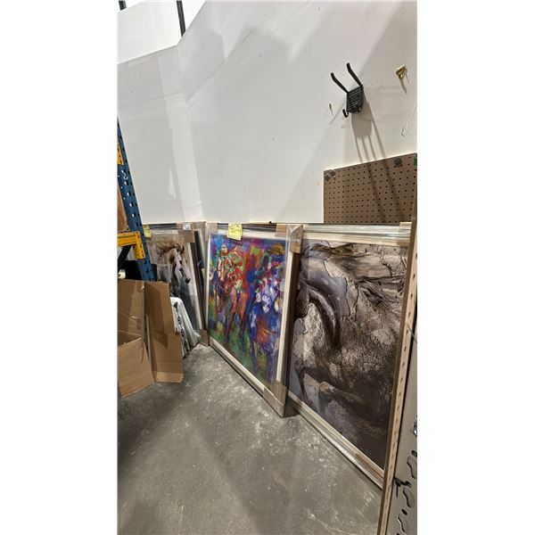 4 LARGE ASSORTED FRAMED HORSE PRINTS