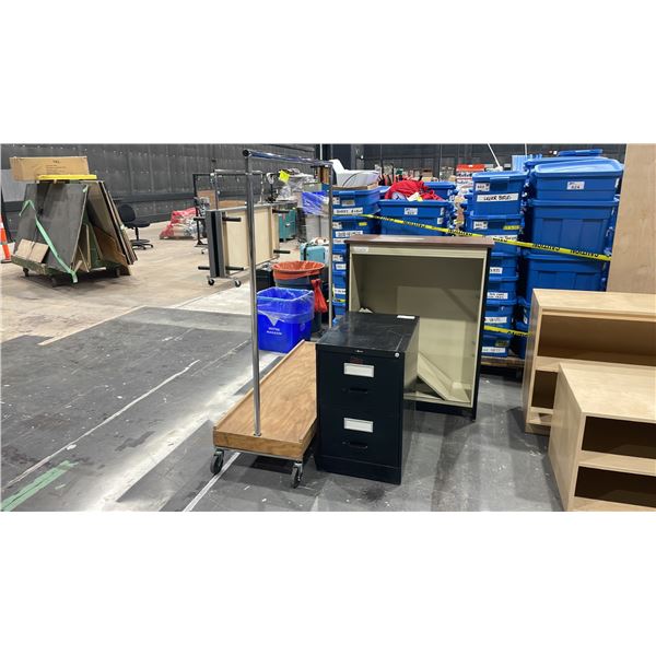 2 DRAWER FILE CABINET AND METAL BOOKSHELF