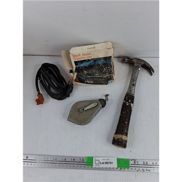 GM Block Heater, Mallet & Chalkline