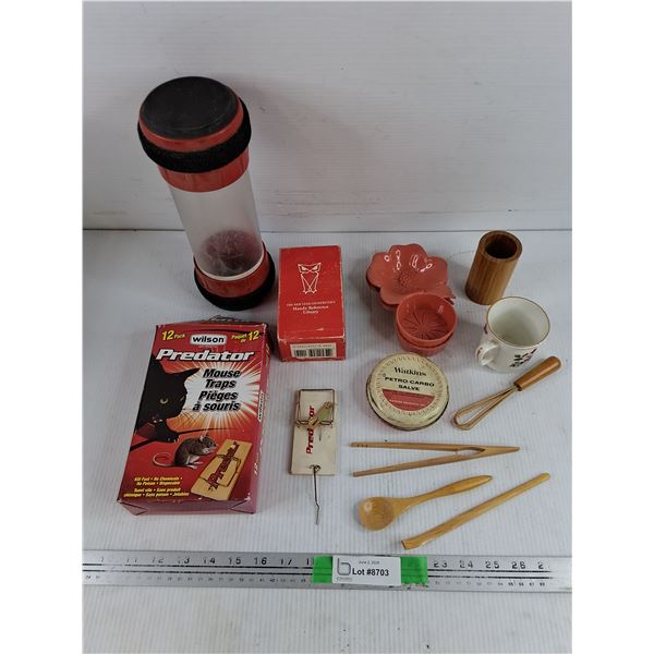 Mouse Traps, Wooden Utensils, Porcelain Cup, Handy Reference Library, Misc