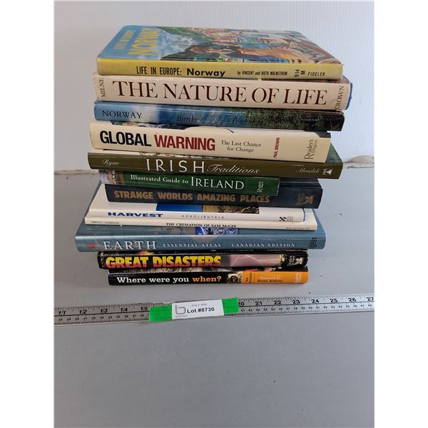 (12) Hardcover Books- Great Disasters, The Nature of Life, Norway, Misc.