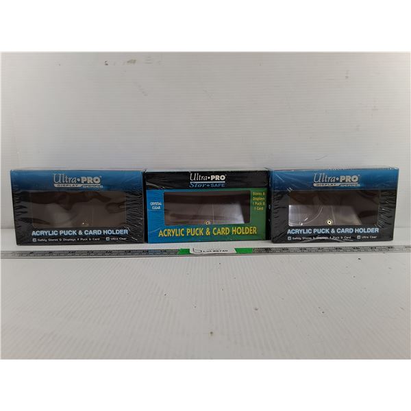 (3) Acrylic Puck & Card Holders- Sealed