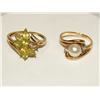 Image 1 : 7.00mm White Pearl Ring & Lemon Peridot Ring