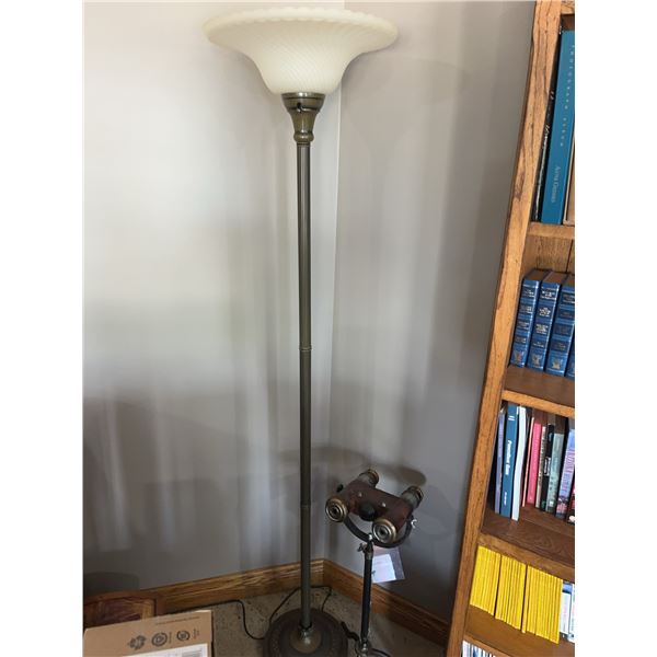Vintage Cast Iron and Brass Floor Lamp With S
