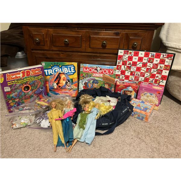 Board Games, Puzzles, Barbies, and Toys Lot