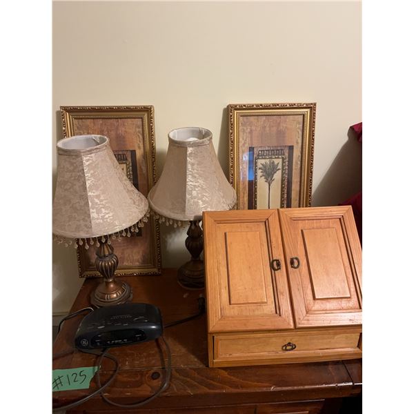 Home Decor Lot: Lamps, Art, Organizer