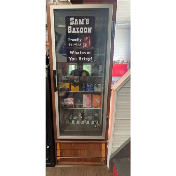 Wood Finish Bar Refrigerator With Glass Door