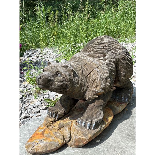 Hand-Carved Wolverine Wood Carving Length 42" Height 22" Width 18"