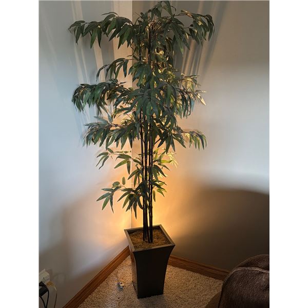 Artificial Silk Plant With Black Pot, Light Not Included