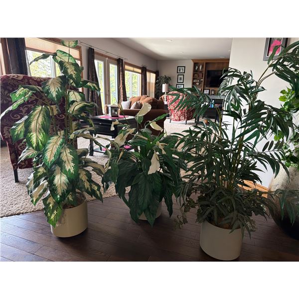 Three Artificial Potted Plants