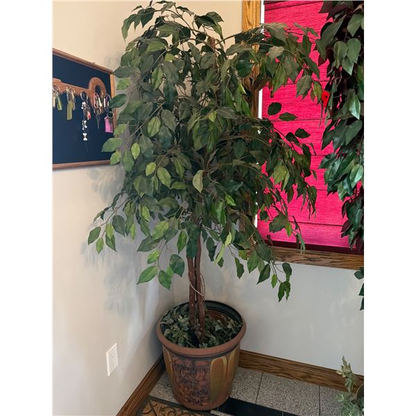Potted Artificial Silk Plant with Green Foliage