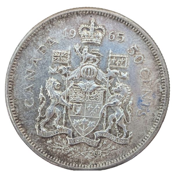1965 Canadian Coat of Arms Silver Half Dollar