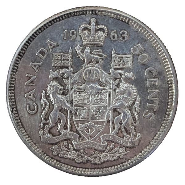 1963 Canadian Coat of Arms Silver Half Dollar