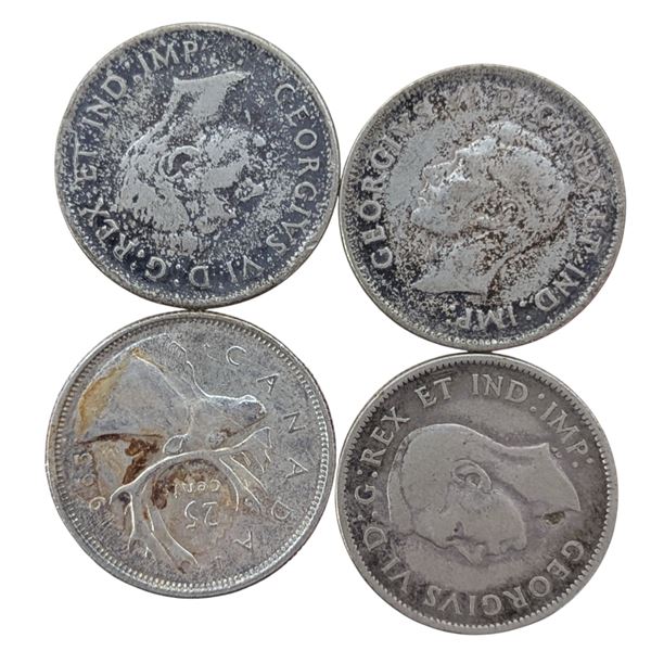 4 Canadian Silver Quarters