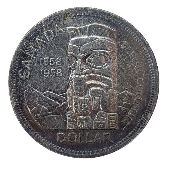 1958 Canadian British Columbia Centennial Silver Dollar