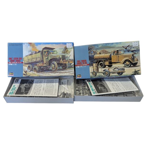 2 Unbuilt Hasegawa Military Models w/ Dump Truck & Fuel Truck