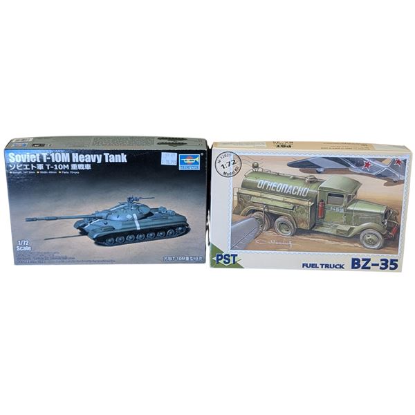 Unbuilt Trumpeter Soviet Heavy Tank Model Kit & Unbuilt PST Fuel Truck Model Kit