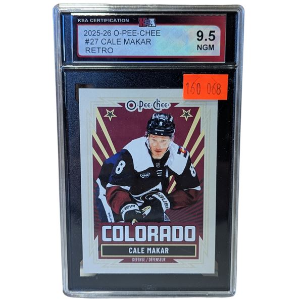 Graded 2025-26 O-Pee-Chee Cale Makar Hockey Card (9.5 NGM)