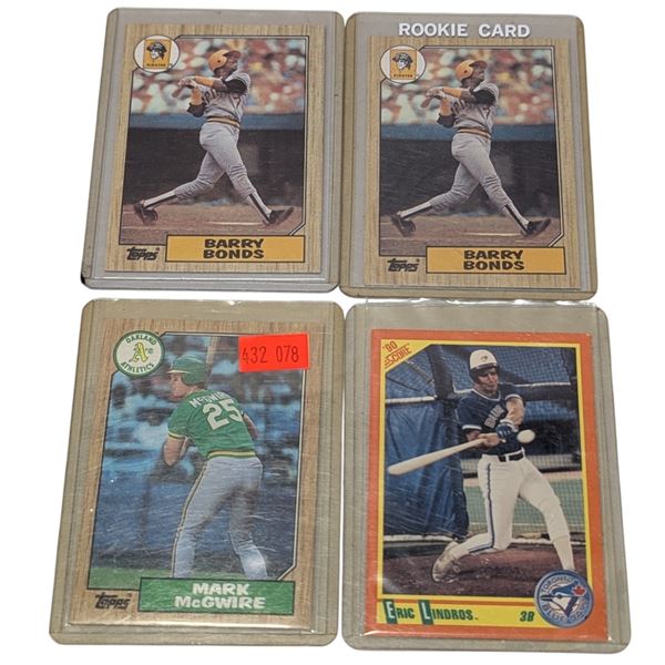 4 Baseball Cards w/ McGwire, Bonds, & Lindros