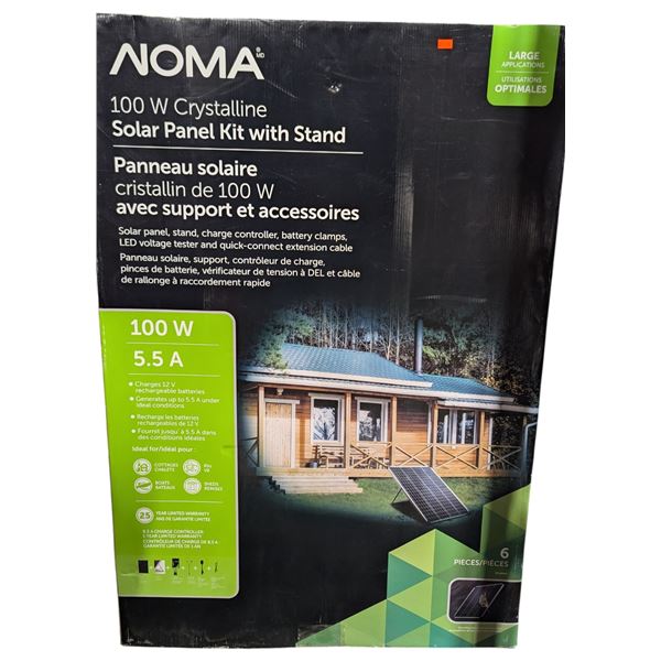 Noma 100 W Crystalline Solar Panel Kit w/ Stand