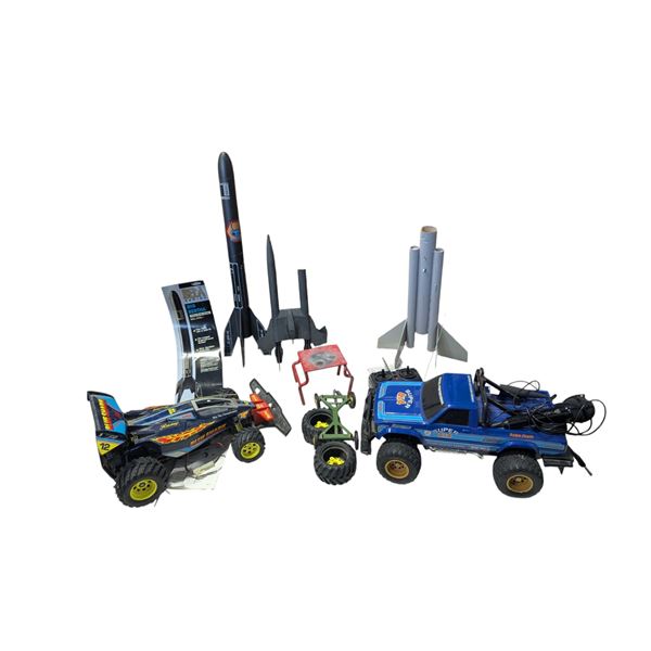 2 RC Cars & Rocket Toys