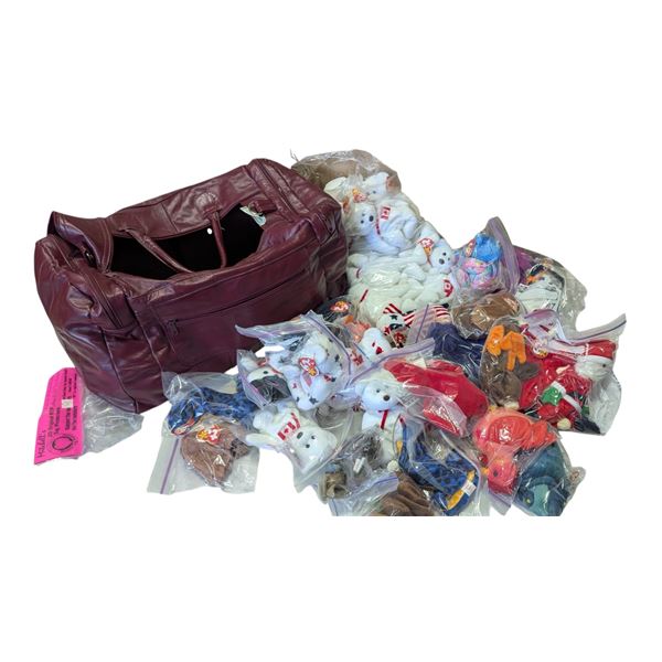 Lot of Assorted Ty Beanie Babies & Duffel Bag