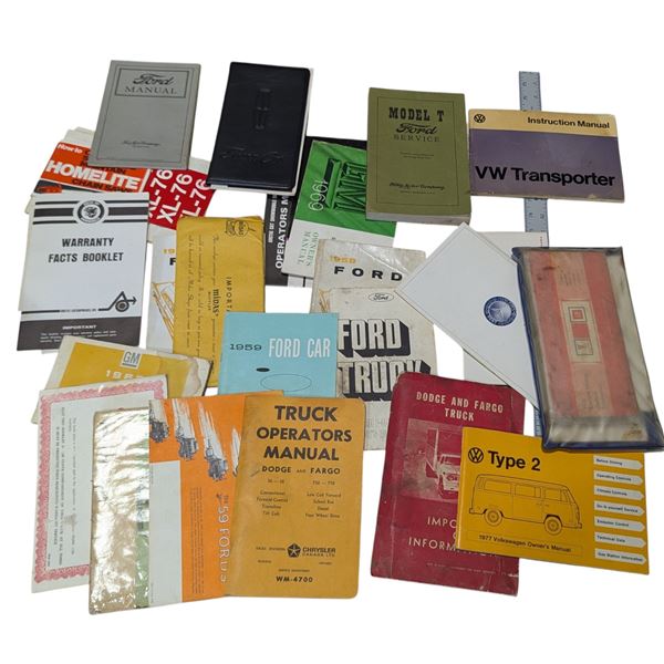 Lot of Assorted VTG Automobilia Booklets w/ Manuals, Warranty, & More