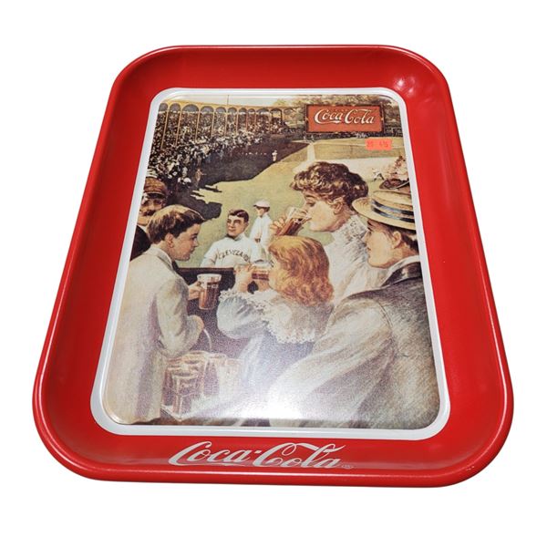 Metal Coca-Cola Baseball Serving Tray