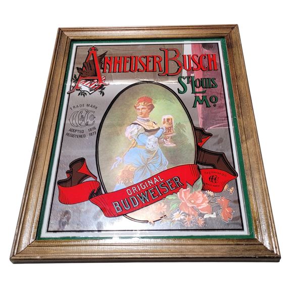 Budweiser Anheuser Busch Mirrored Advertising Sign