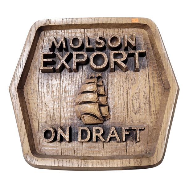 Wooden Molson Export on Draft Sign
