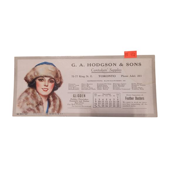 Antique 1920s Advertising Calendar
