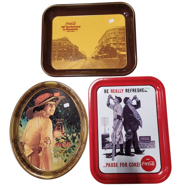 3 Coca-Cola Serving Trays