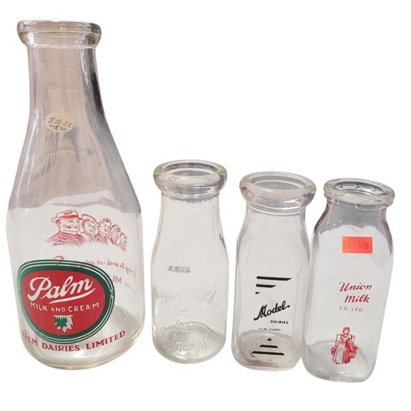Lot of VTG Glass Milk Bottles