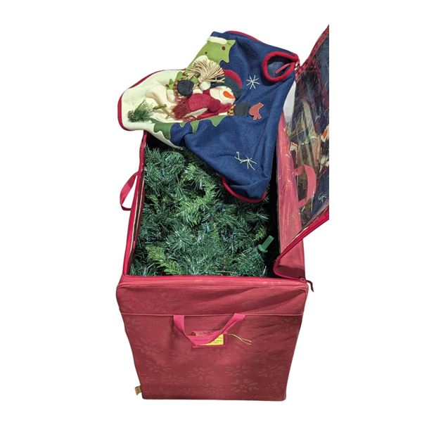 Artificial Holiday Tree w/ Tree Skirt & Rolling Case