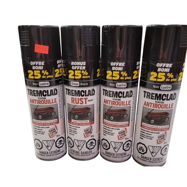 4 Cans of Tremclad Rust Paint (Gloss Black)