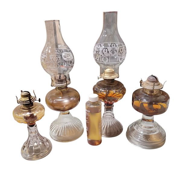 Lot of VTG Oil Lamps w/ Oil