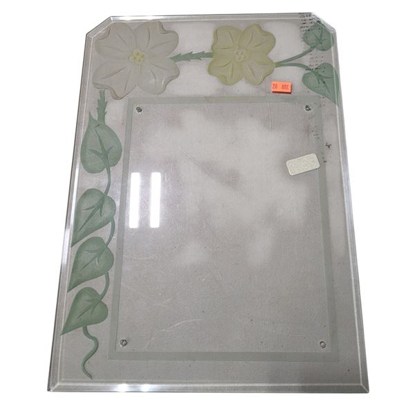 Vintage Floral Etched Glass Panel