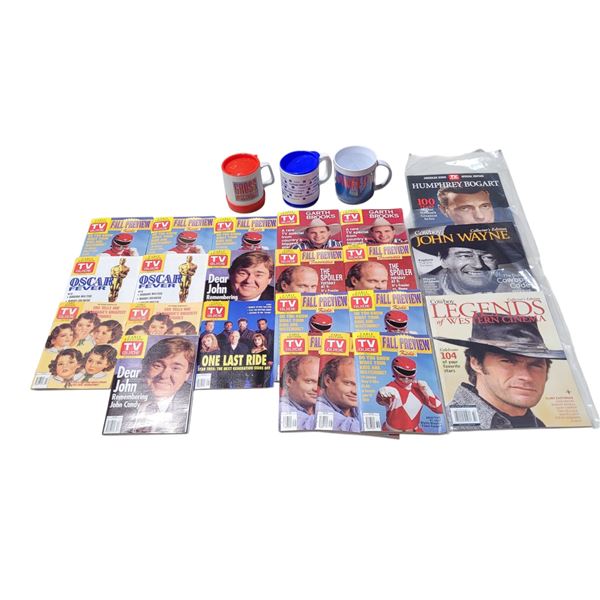 Assorted Magazines & Advertising Mugs