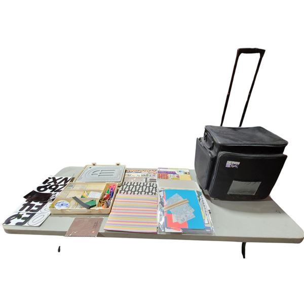 Assorted Craft Supplie & Rolling Case