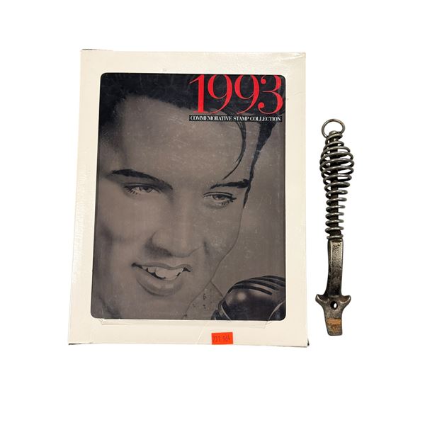1993 Elvis Stamp Collection & Wood Burning Stove Lifting Tool