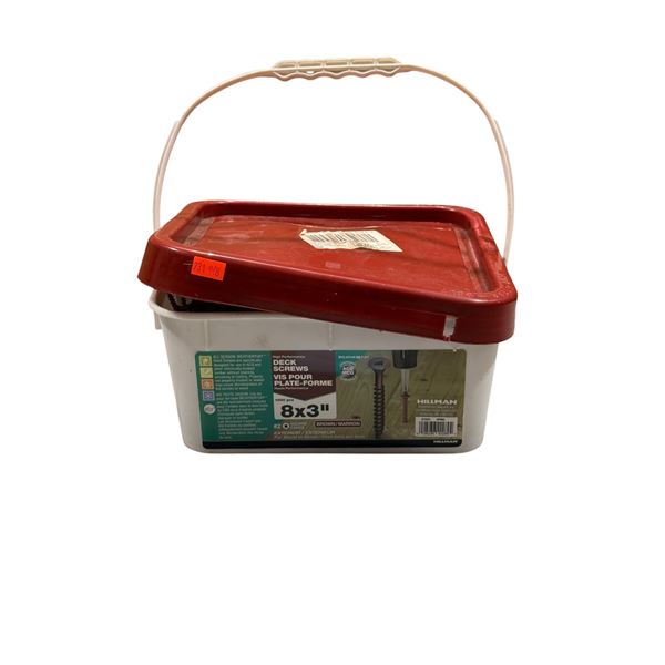 Open Bucket Of Deck Screws 8 x 3"