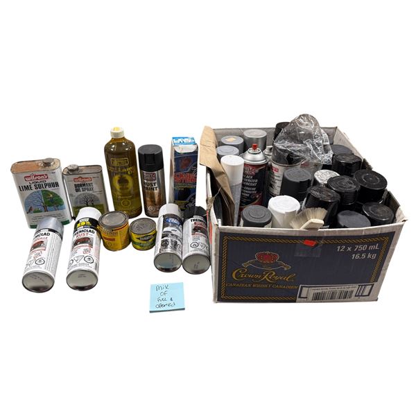 Assorted Products: Oil Spray, Lamp Fluid, Rust Paint, & More (Mix Of New & Opened)