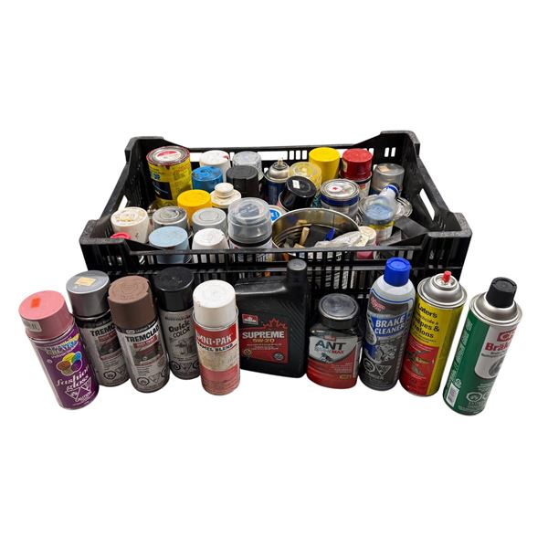Assorted Products: Brake Cleaner, Oil, Paint, & More (Mix of New & Opened)