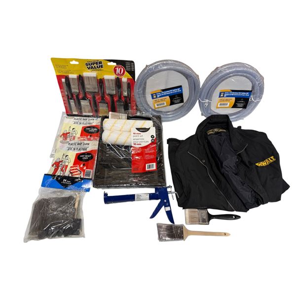 Painters Tools (Brushes, Rollers, Drop Cloths, & More, + DeWalt Jacket