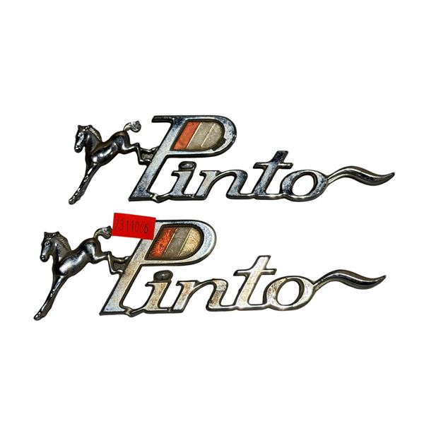 2 Vintage Pinto Bucking Horse Car Emblems